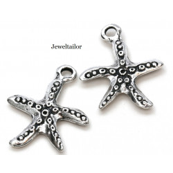 5 Silver Plated Large Starfish Charm Beads 25mm Lead & Cadium Free ~ For Stylish Jewellery Making